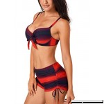 futurino Women's Stripe Color Block Bikini Sets Two Piece Swimsuit with Push Up Shorts Red B07N1HYT9V